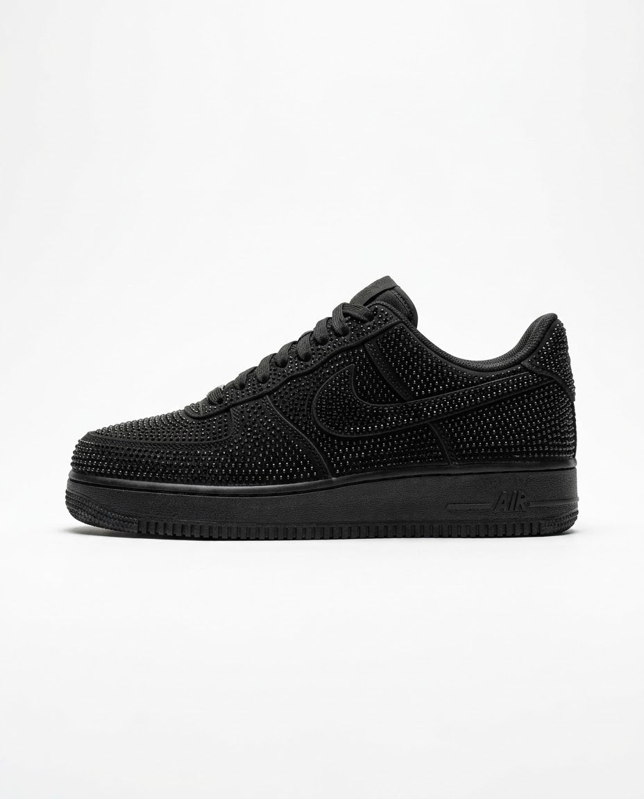 Nike Air Force 1 Low (Triple Black) strass brillants